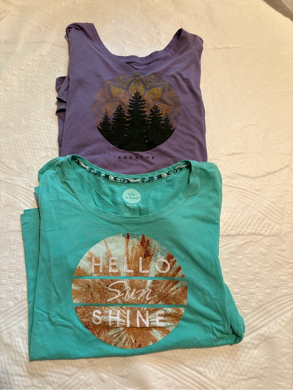 Life Is Good Women’s T-Shirt Lot Size Large Graphic Tees 2 Pack